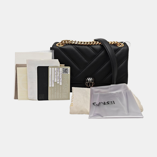 SERPENTI CABOCHON Small Quilted Lambskin Black