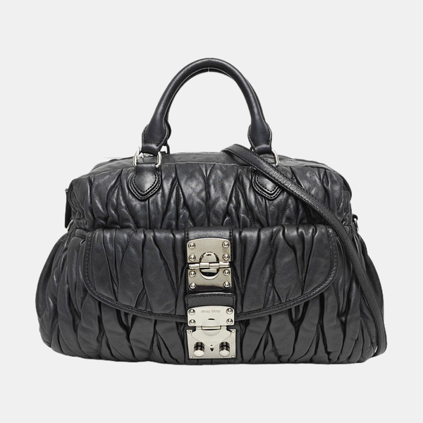 Quilted Lambskin Shoulder Bag Black