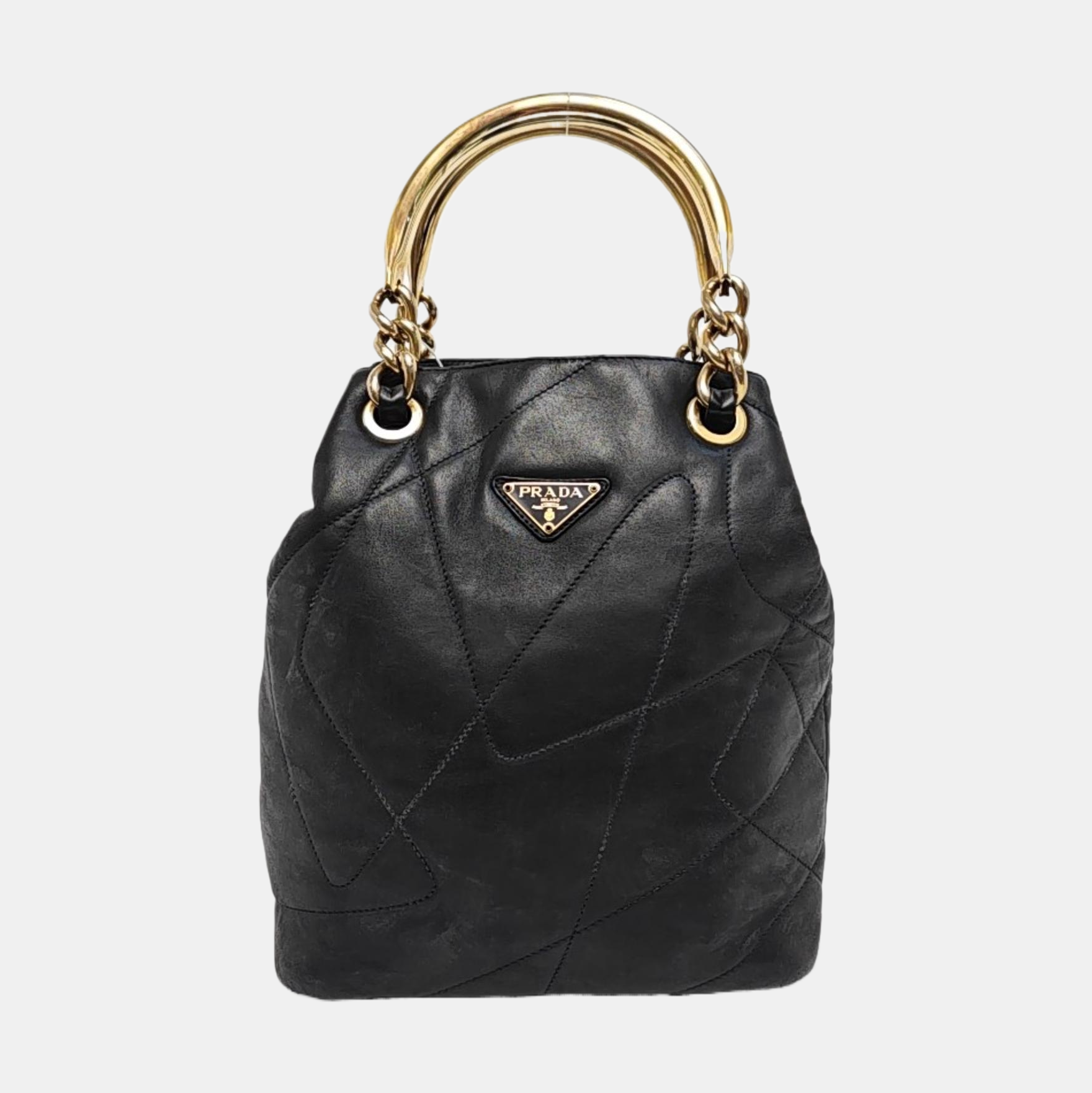 Quilted Lambskin Bucket Bag Black