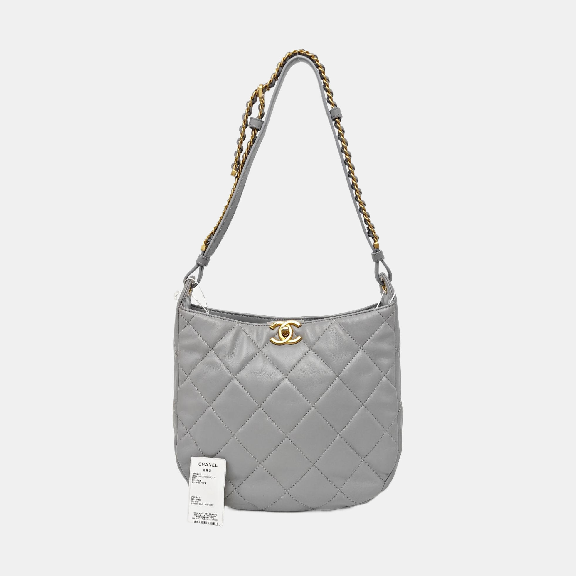 Quilted Lambskin Shoulder Bag Gray
