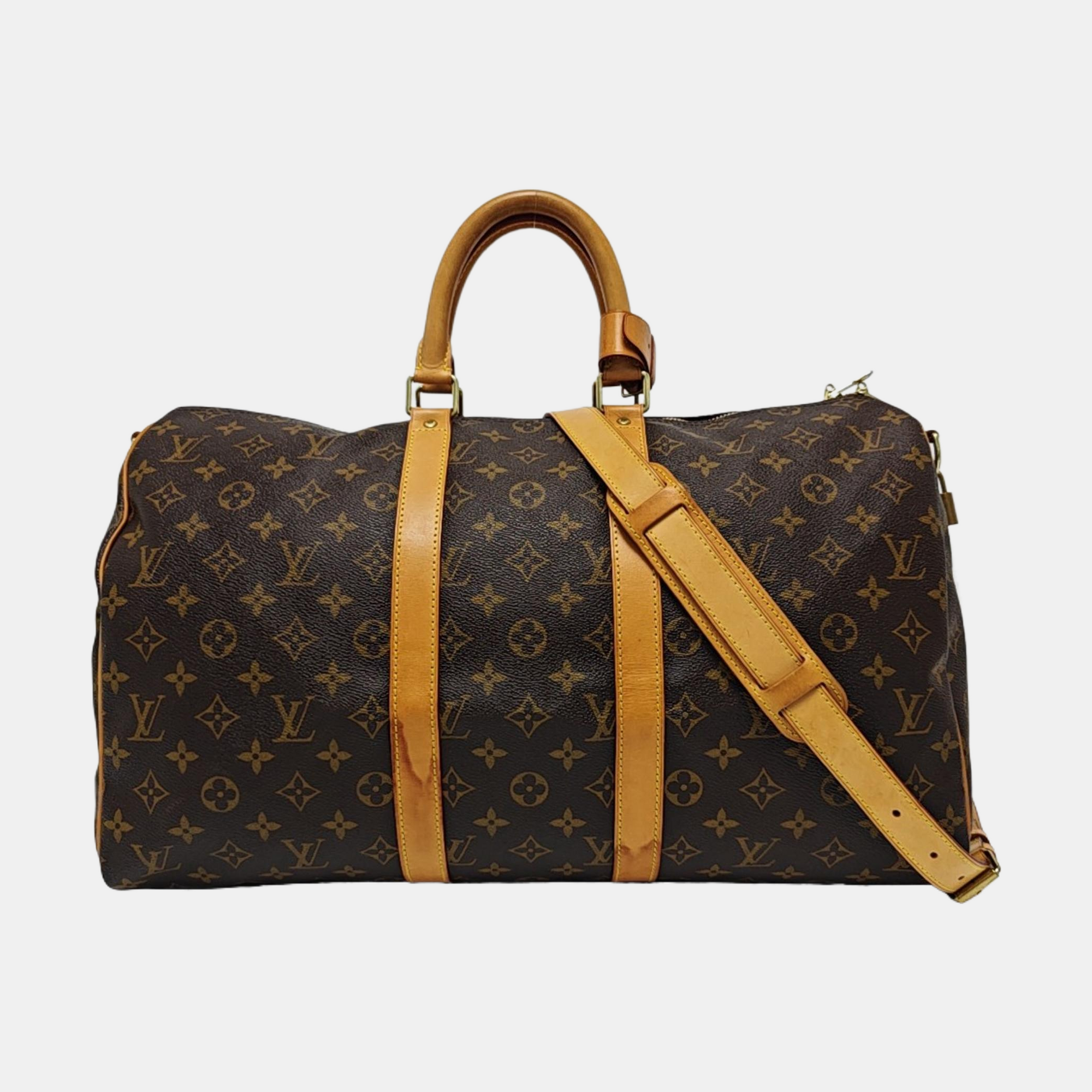 KEEPALL 45 Monogram Coated Canvas Brown
