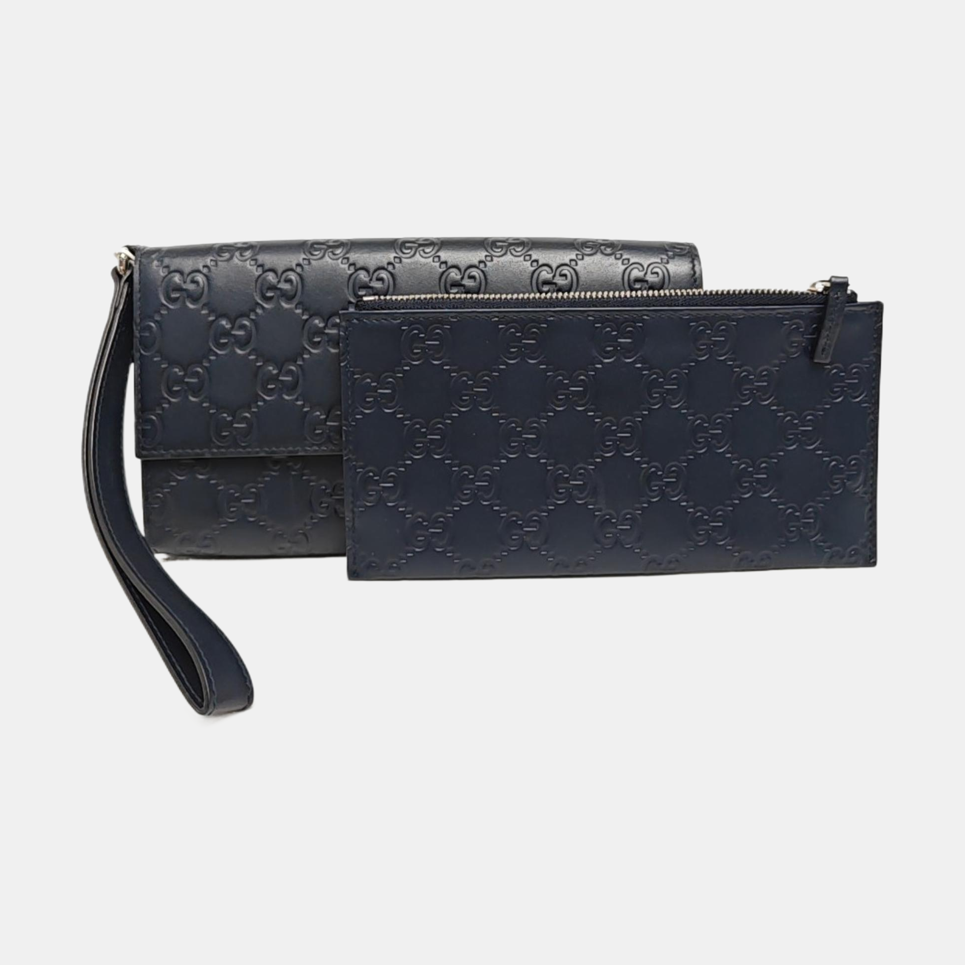 Monogram Calfskin Clutch Blue