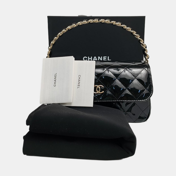 Quilted Patent Leather Black