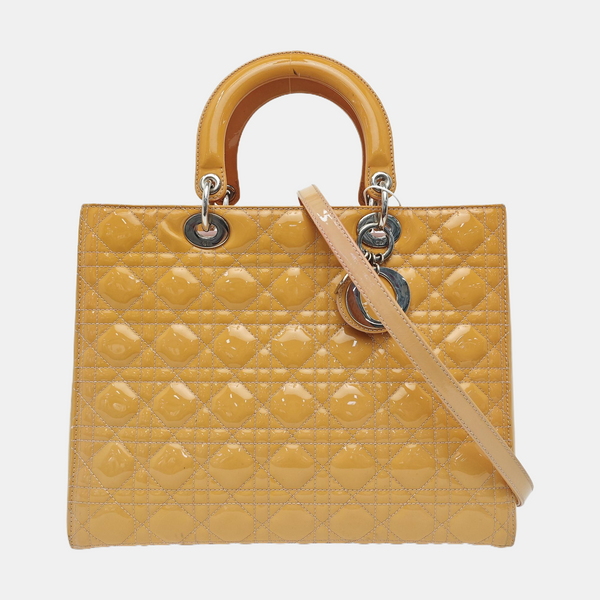 Lady Dior Large Cannage Patent Lambskin Yellow