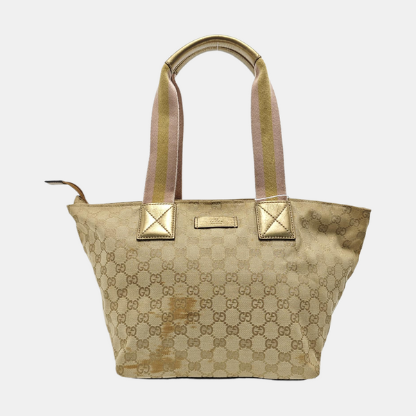 Monogram Canvas Tote Bag Beige