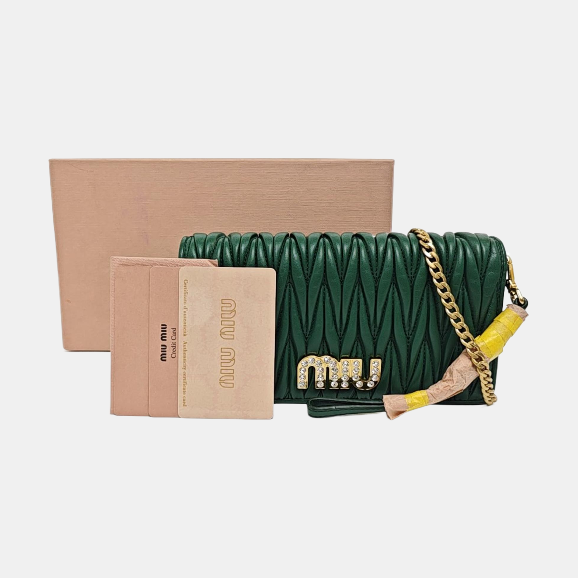 My Miu Quilted Lambskin Green