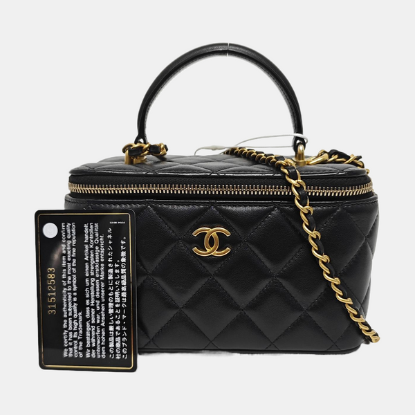 VANITY CASE Small Quilted Lambskin Black