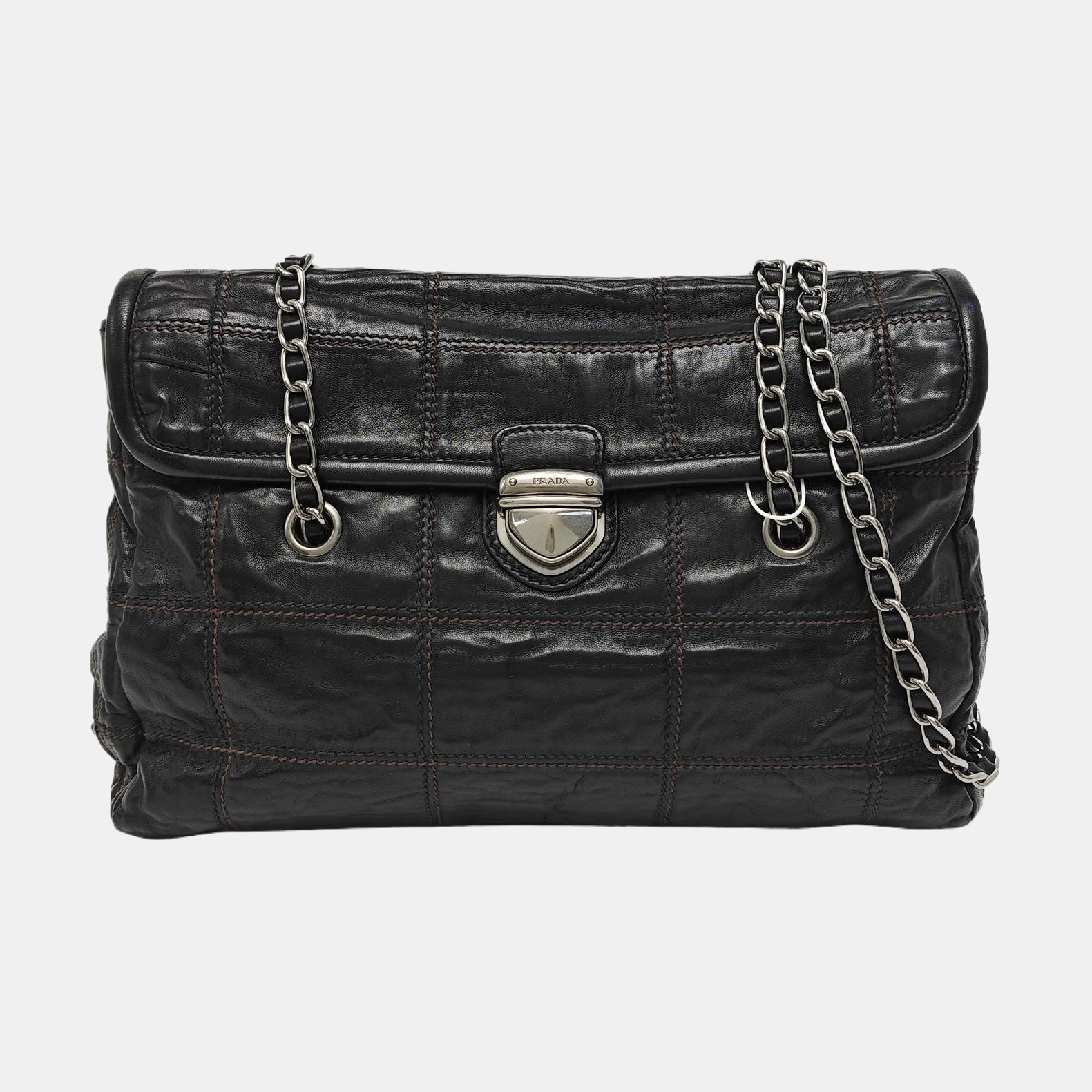 Quilted Lambskin Shoulder Bag Black