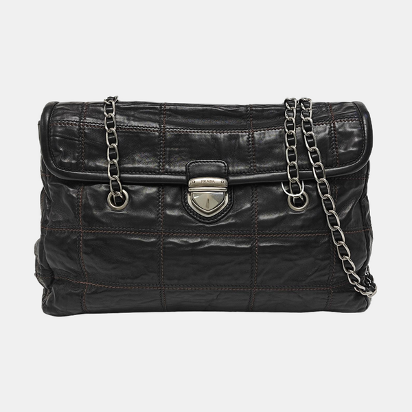 Quilted Lambskin Shoulder Bag Black
