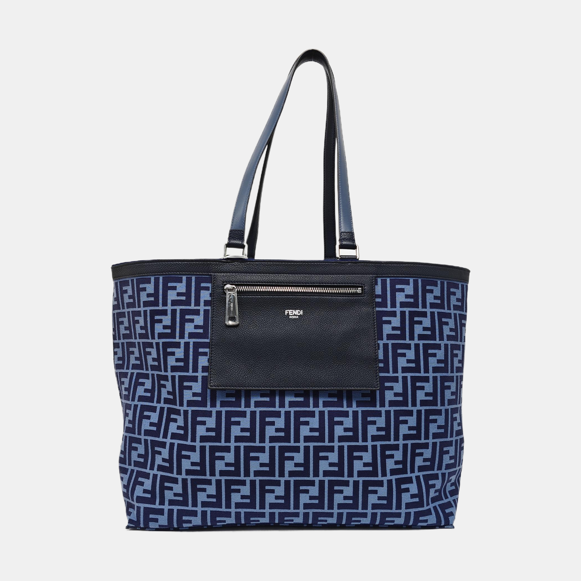 Monogram Canvas Tote Bag Blue