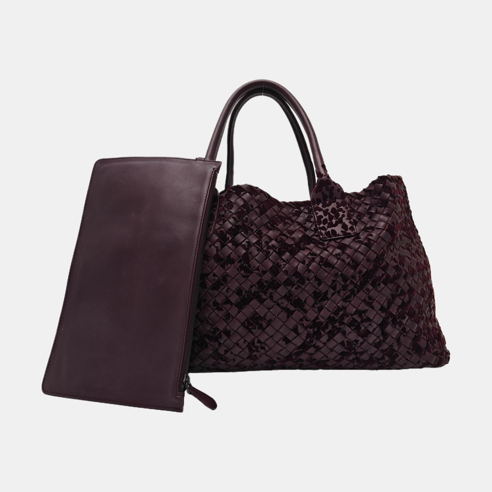 Calfskin Top Handle Bag Purple