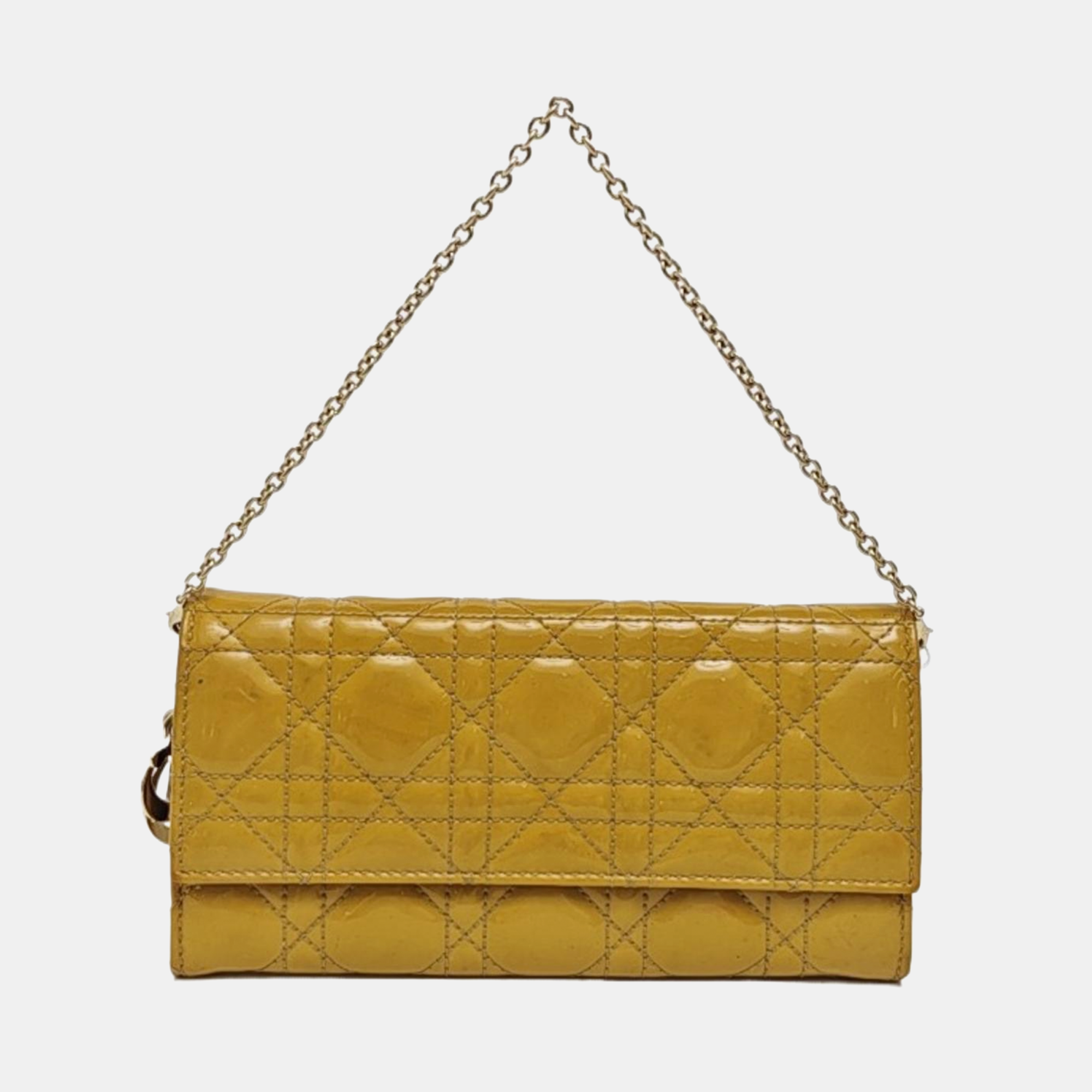 Lady Dior Small Cannage Patent Leather Yellow