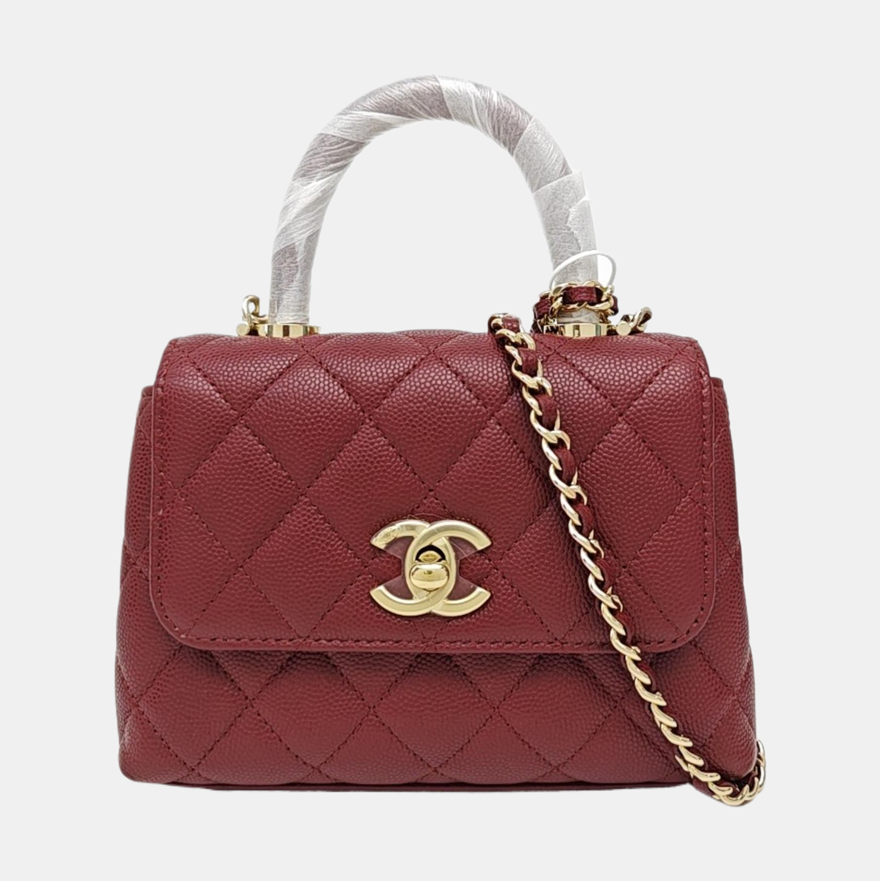 COCO HANDLE Quilted Grained Calfskin Red
