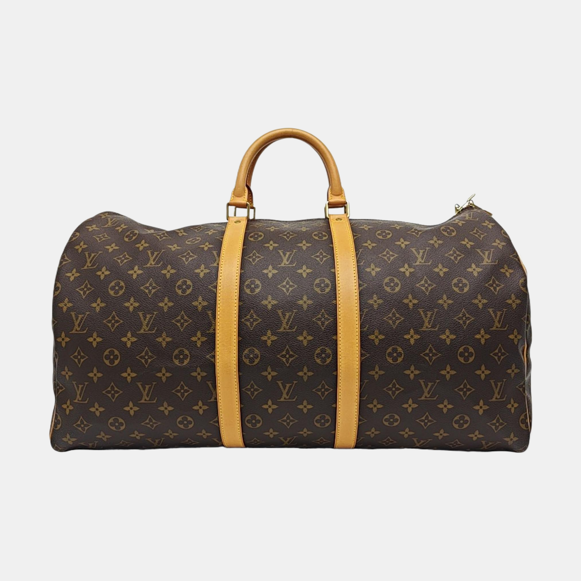KEEPALL 55 Monogram Coated Canvas Brown