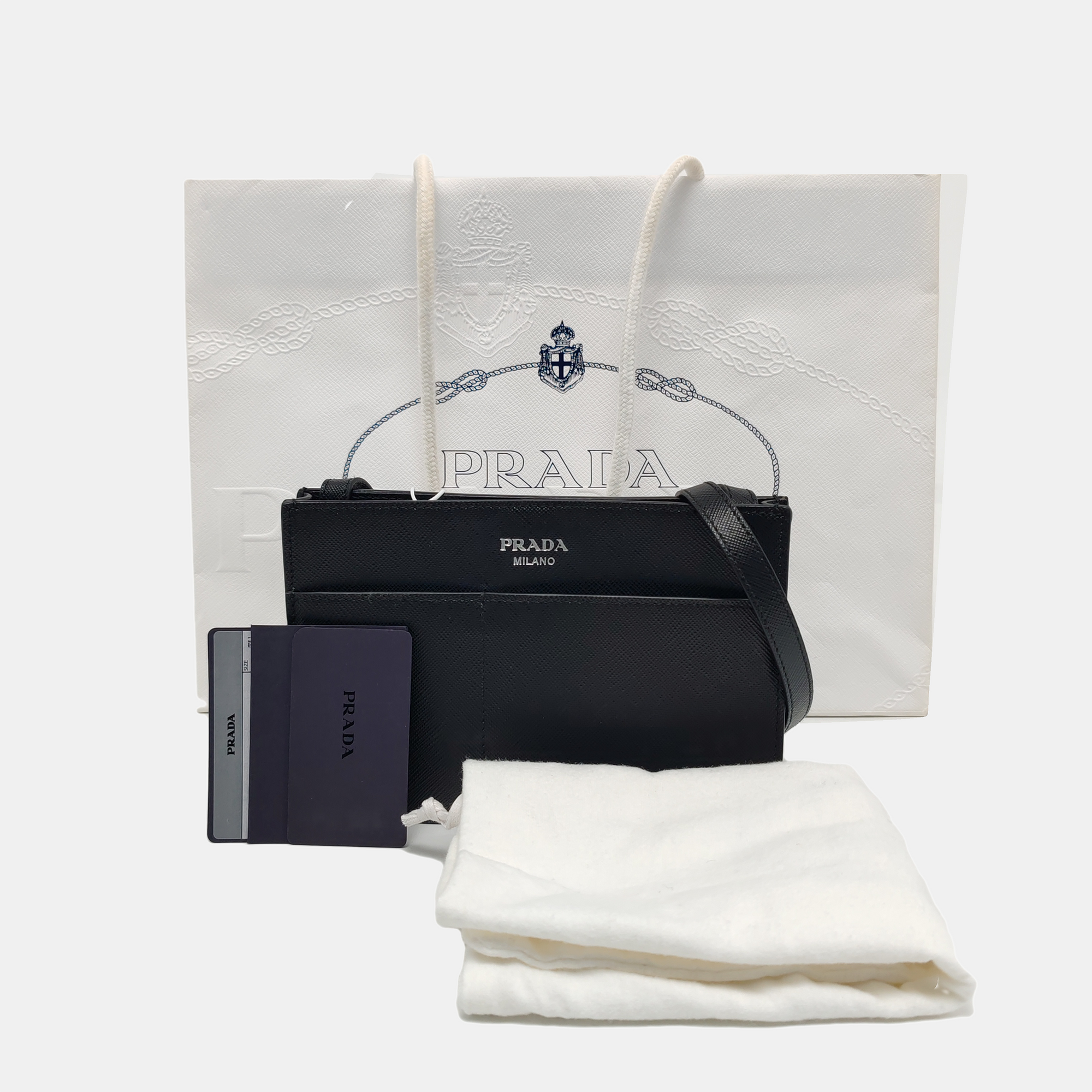 Saffiano Calfskin Crossbody Bag Black