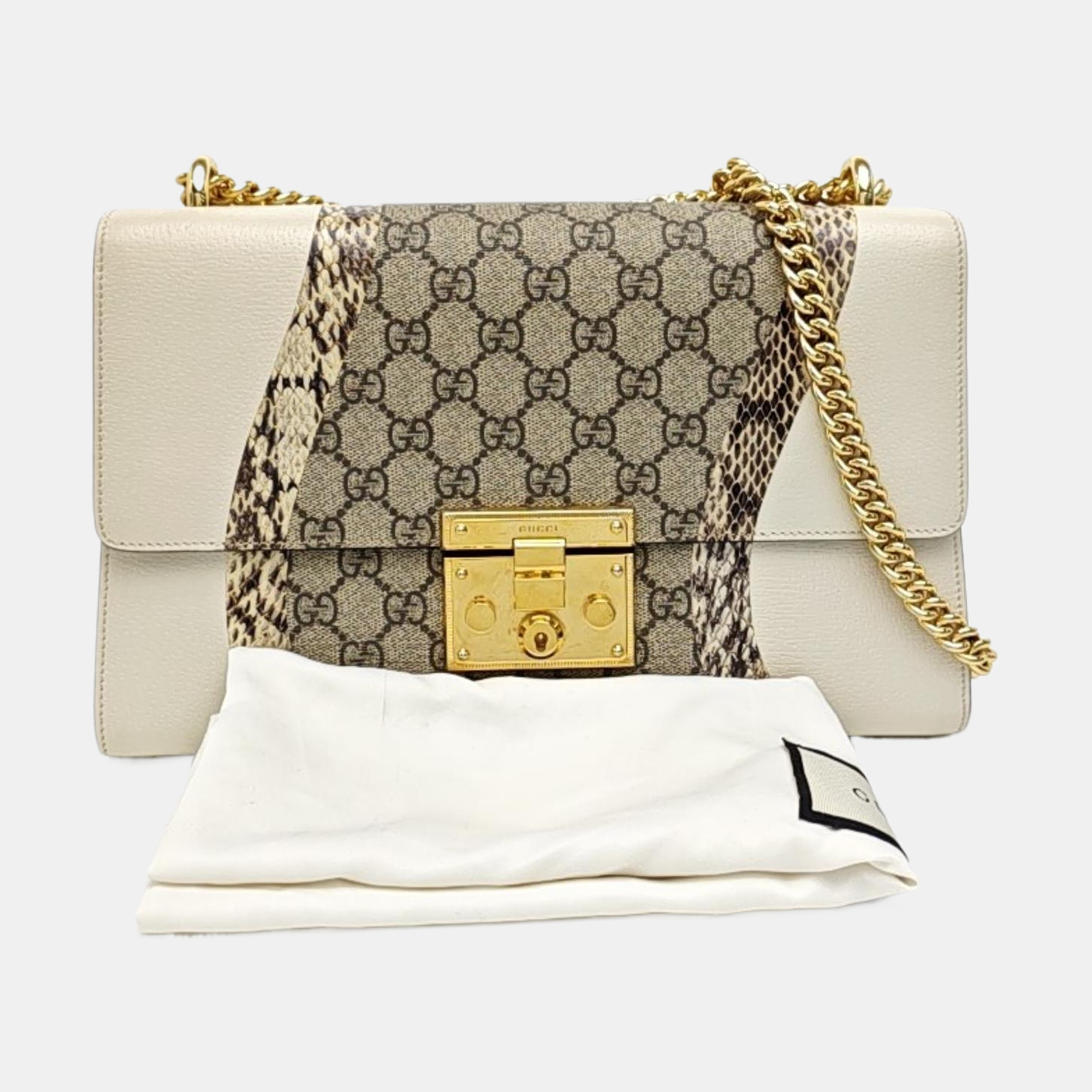 Padlock Small Monogram Coated Canvas White