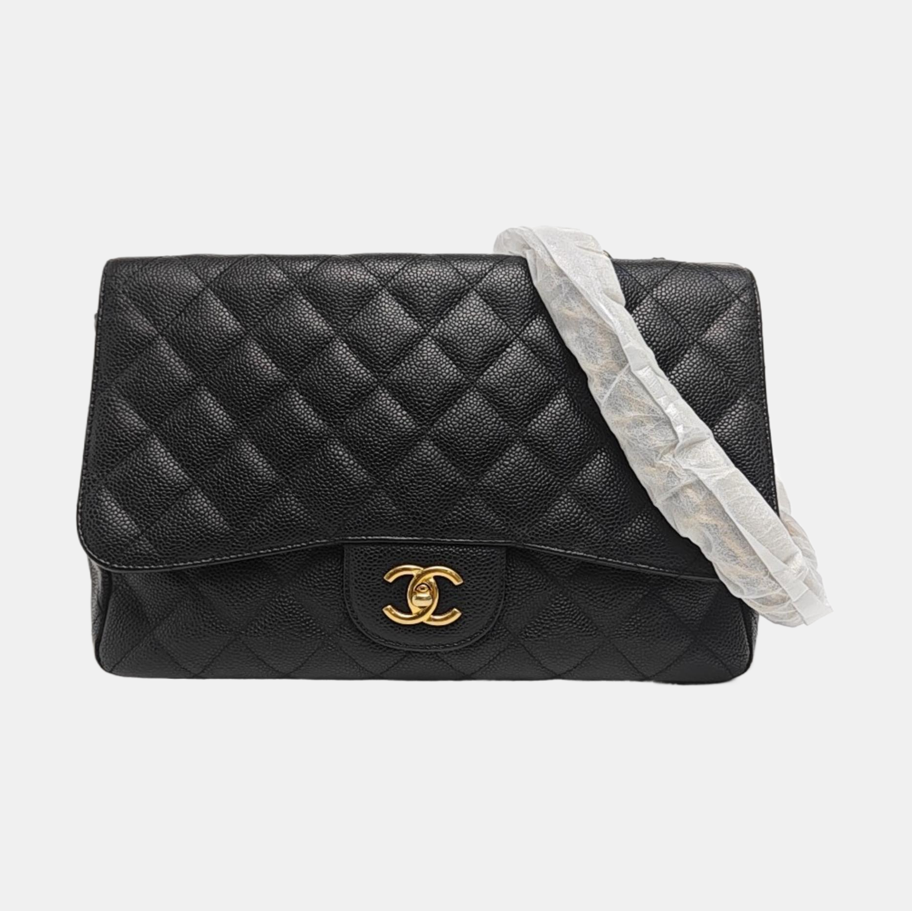 Large Quilted Grained Calfskin Black