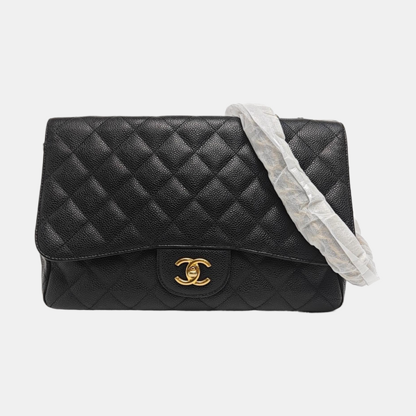 Large Quilted Grained Calfskin Black