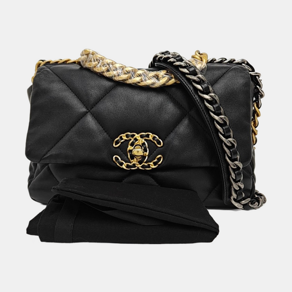 CHANEL 19 Small Quilted Lambskin Black