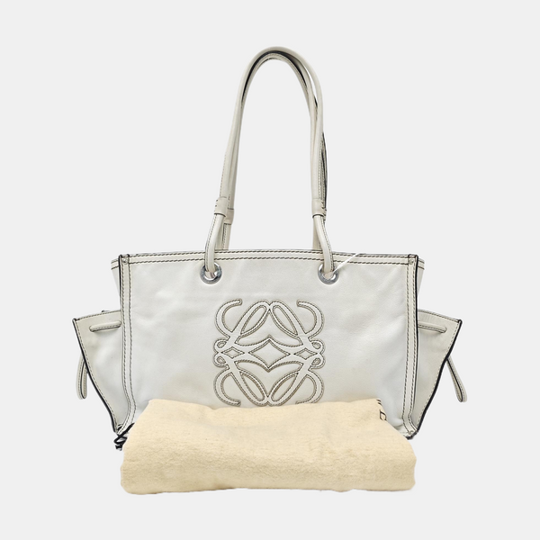 Quilted Calfskin Tote Bag White