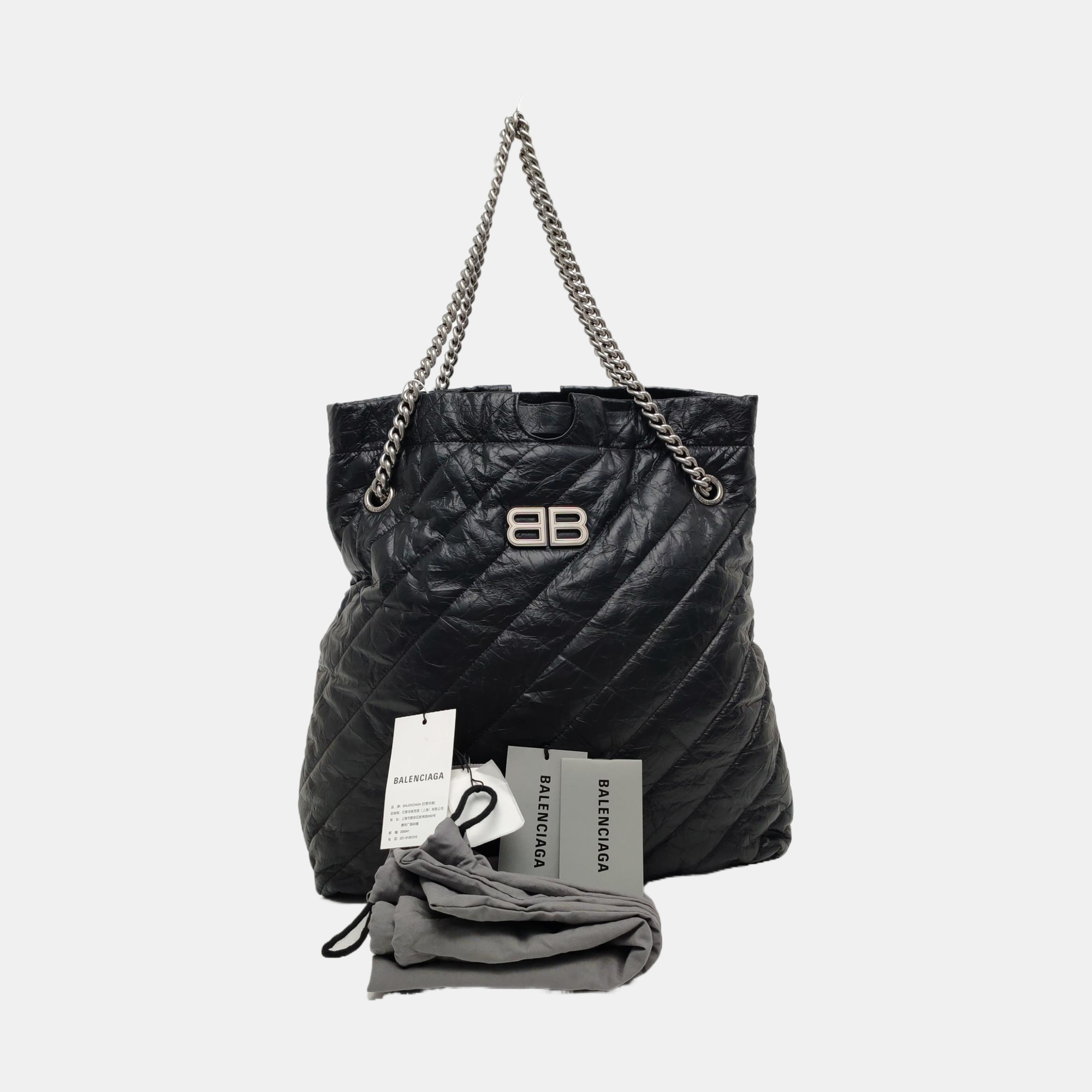 Crush Medium Quilted Calfskin Black
