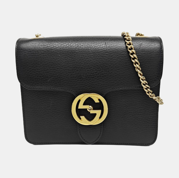 Interlocking G Small Calfskin Black