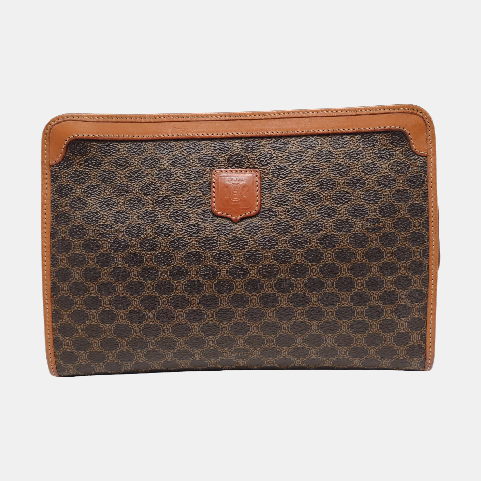 Authenticated pre-owned  MACADAM CLUTCHE Coated Canvas Brown - Clutch at Looply