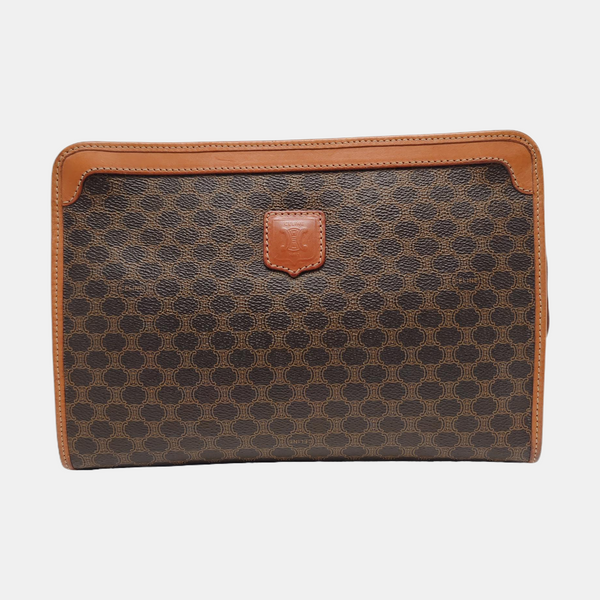 Authenticated pre-owned  MACADAM CLUTCHE Coated Canvas Brown - Clutch at Looply