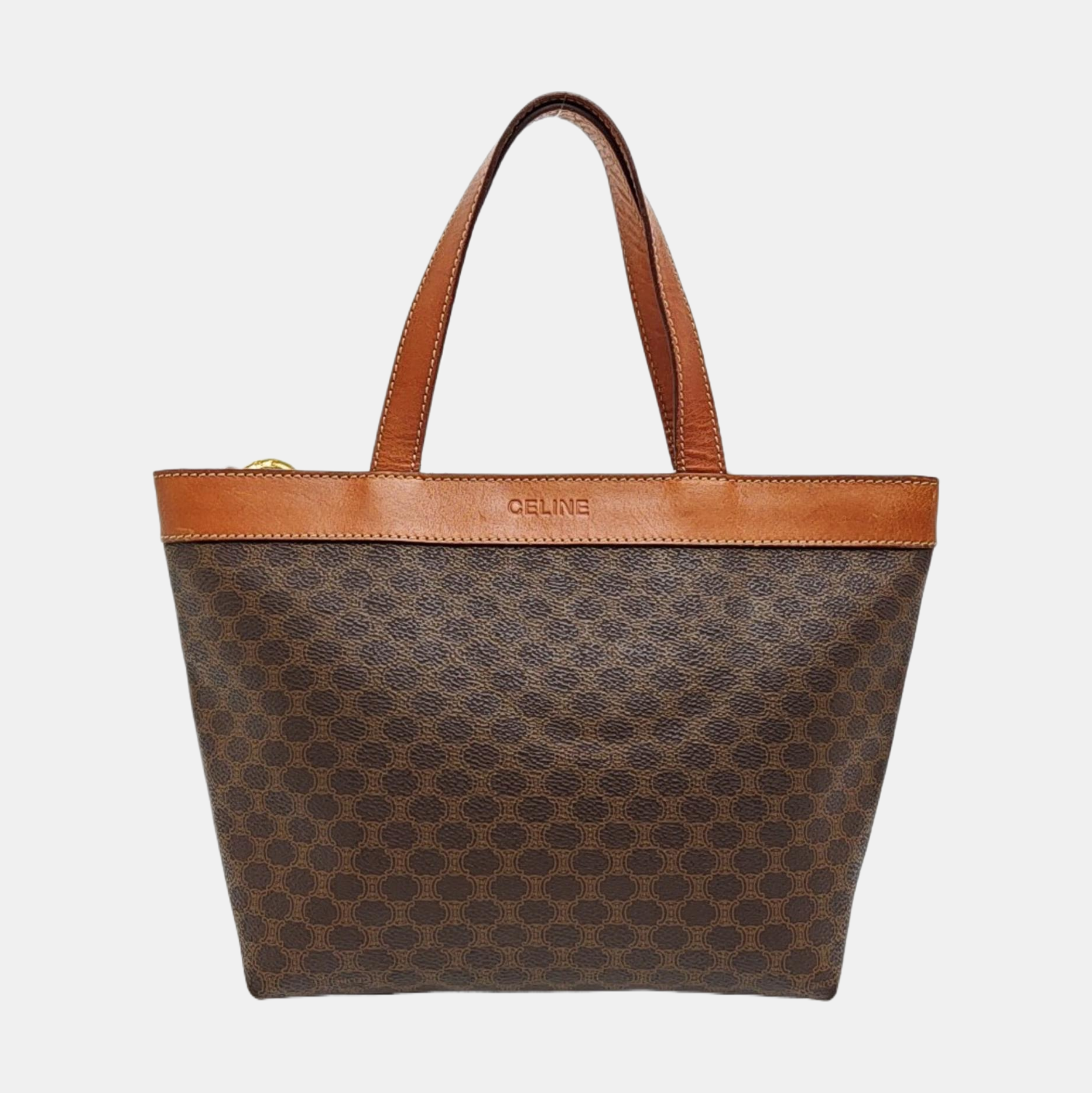 Coated Canvas Top Handle Bag Brown