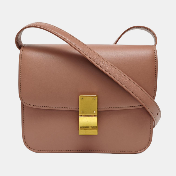 CLASSIC BOX Small Calfskin Beige