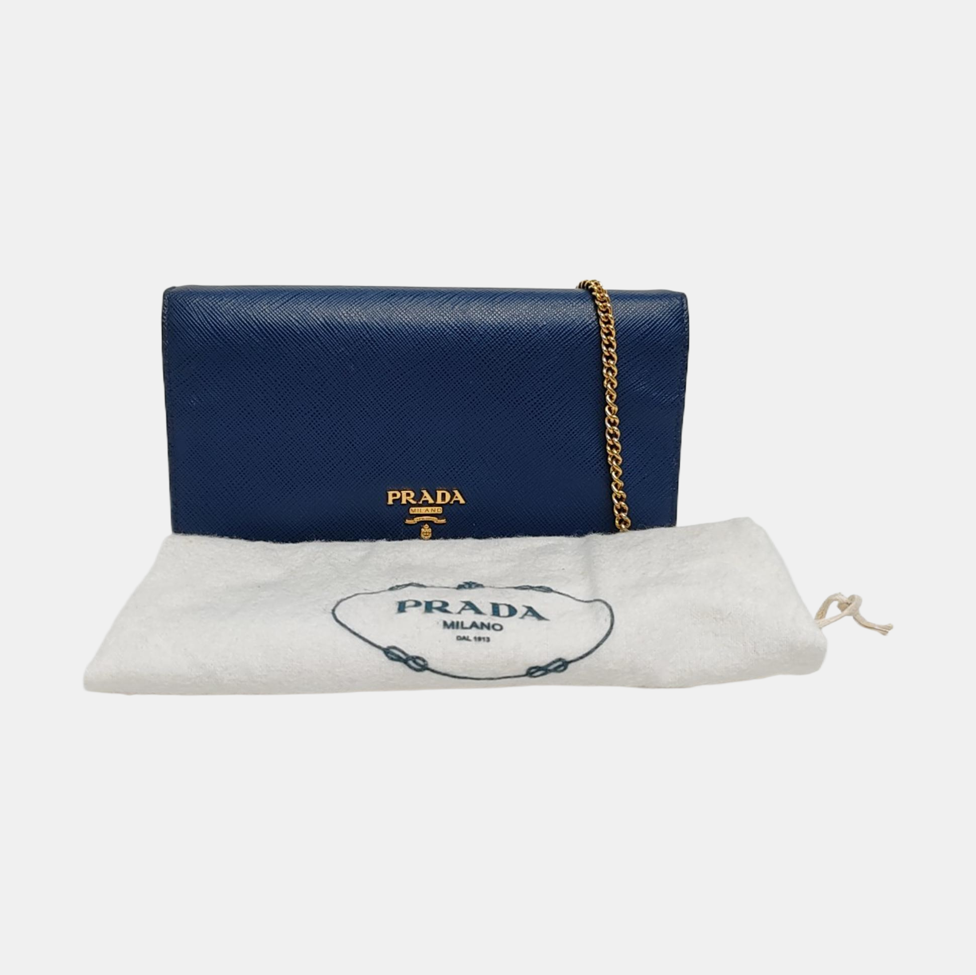 Saffiano Calfskin Shoulder Bag Blue