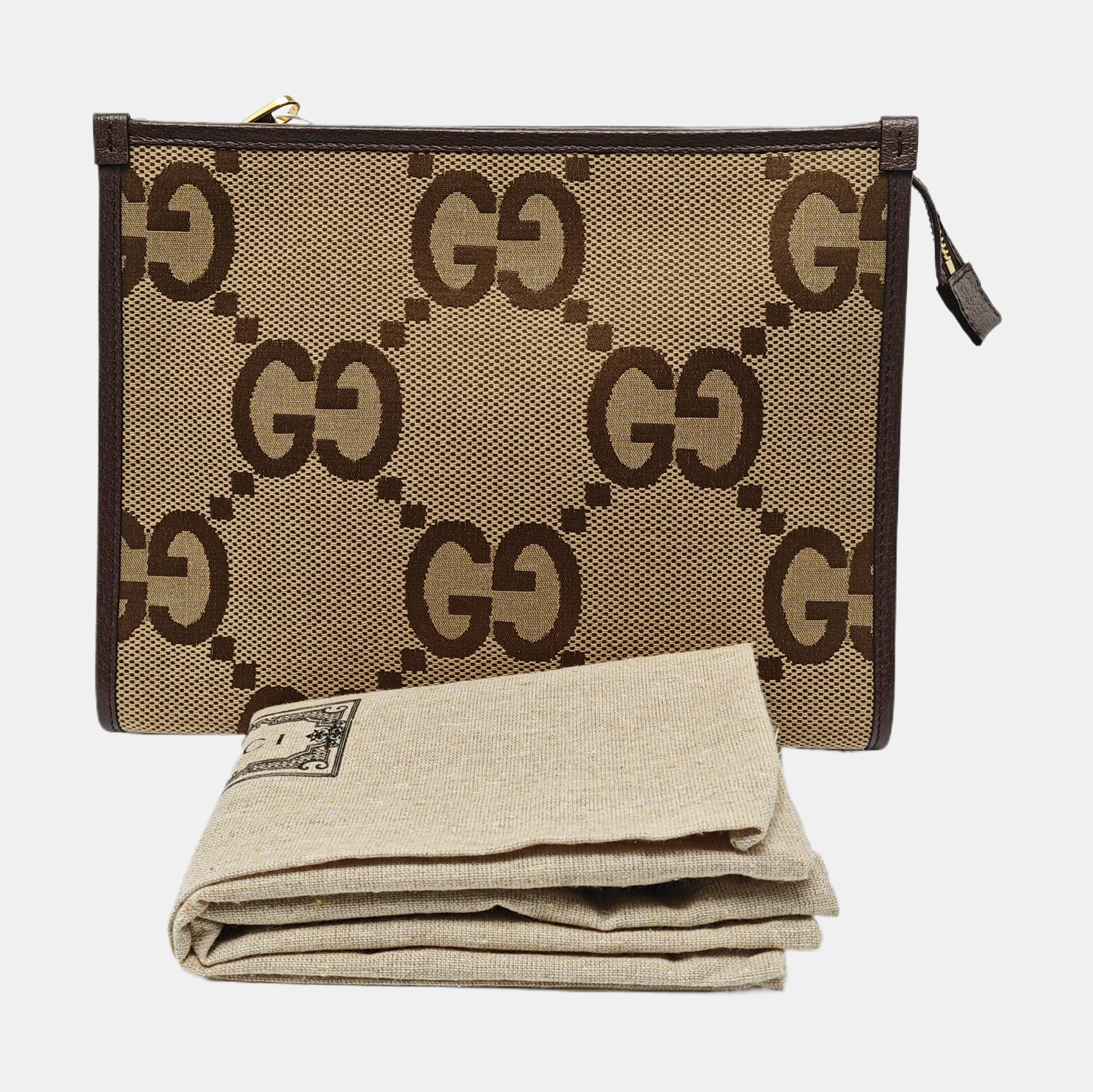 Monogram Fabric Clutch Brown
