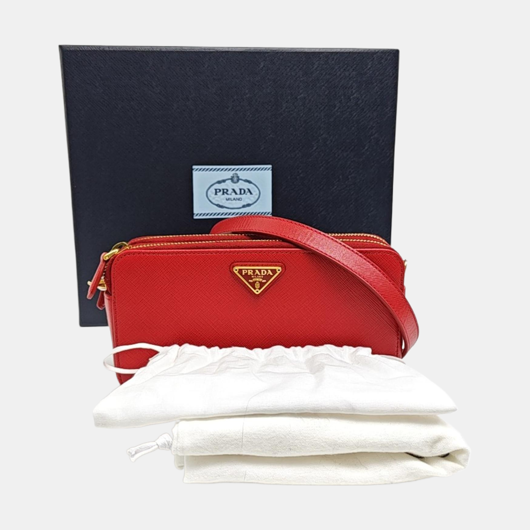 Saffiano Calfskin Shoulder Bag Red