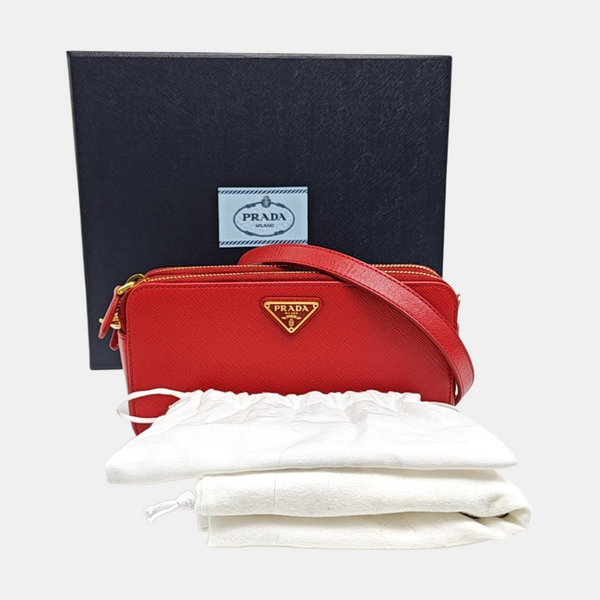 Saffiano Calfskin Shoulder Bag Red