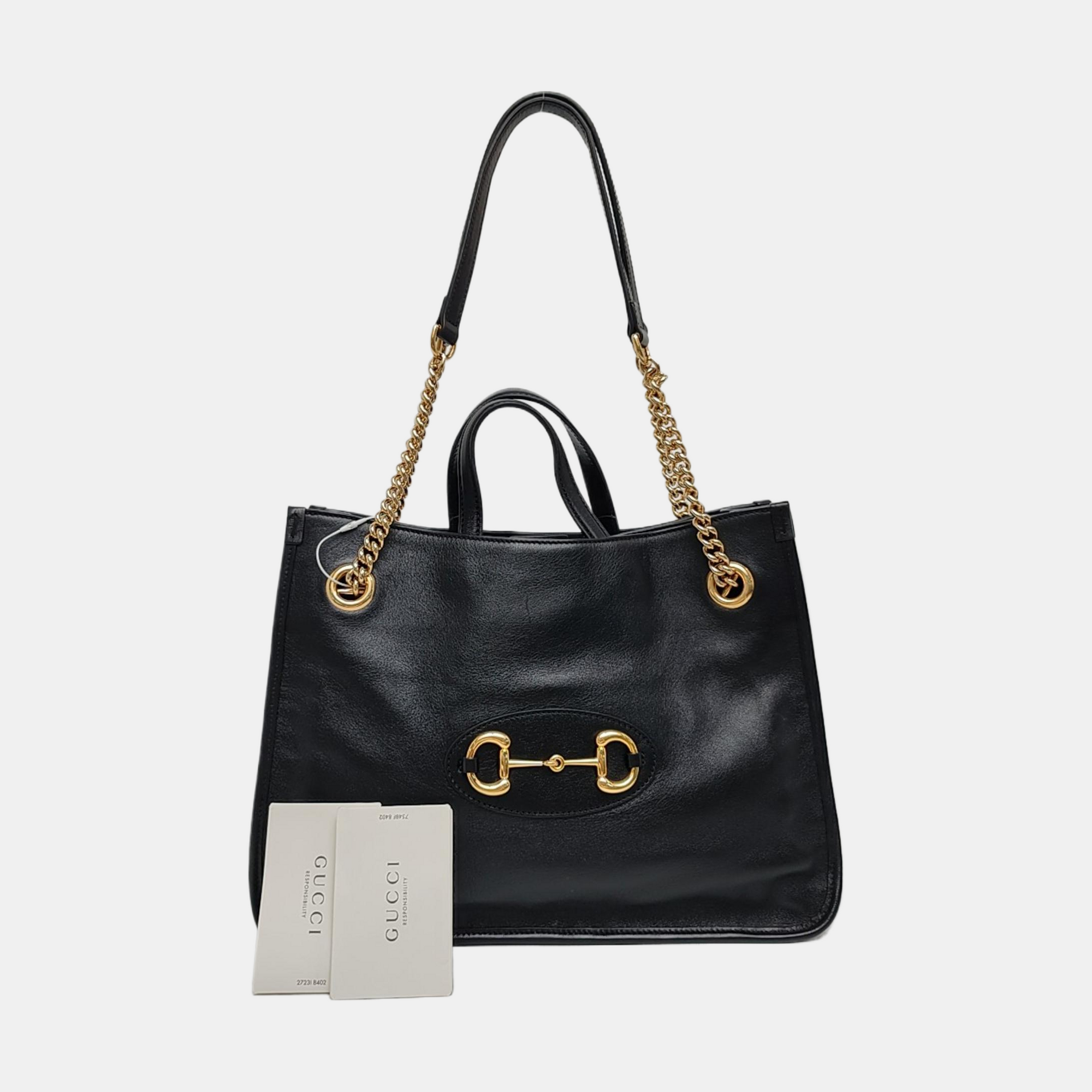 Authenticated pre-owned  Horsebit 1955 Medium Calfskin Black - Tote Bag at Looply