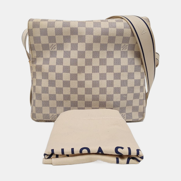 NAVIGLIO Damier Azur Coated Canvas White