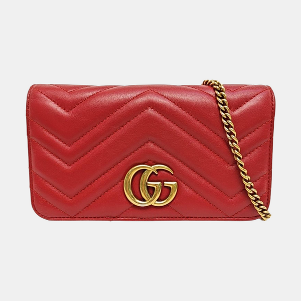 GG Marmont Super Mini Quilted Calfskin Red
