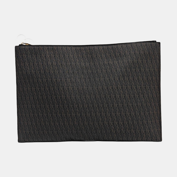 Coated Canvas Clutch Brown