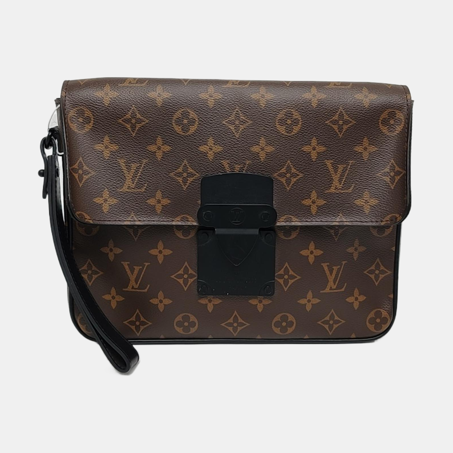S LOCK Monogram Coated Canvas Brown