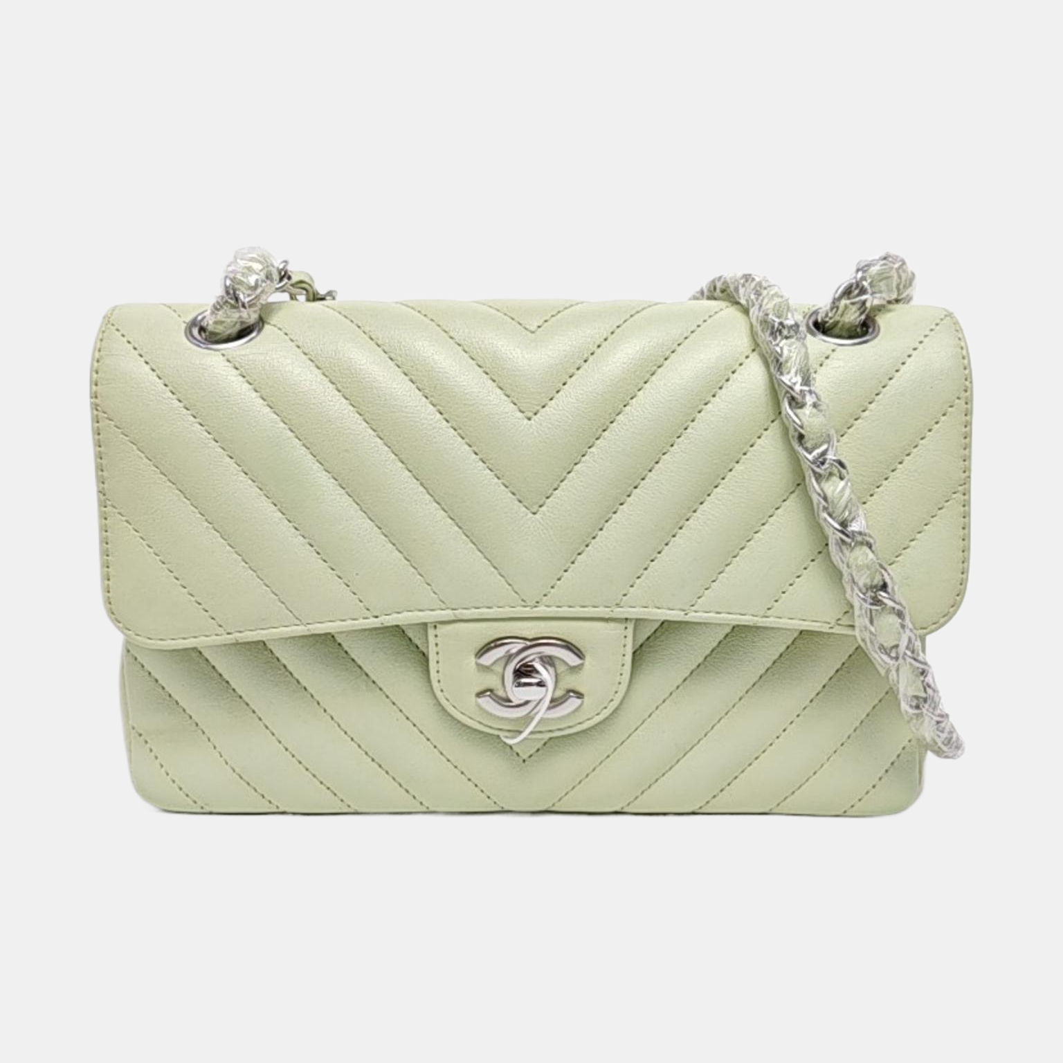 CLASSIC FLAP Small Chevron Calfskin Green