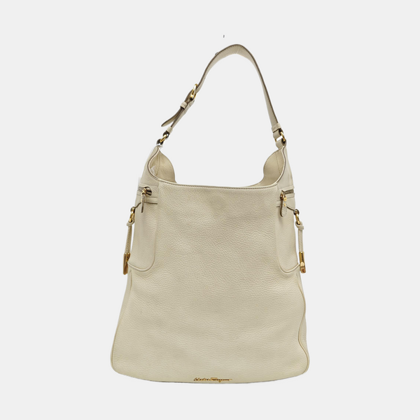 Leather Shoulder Bag White