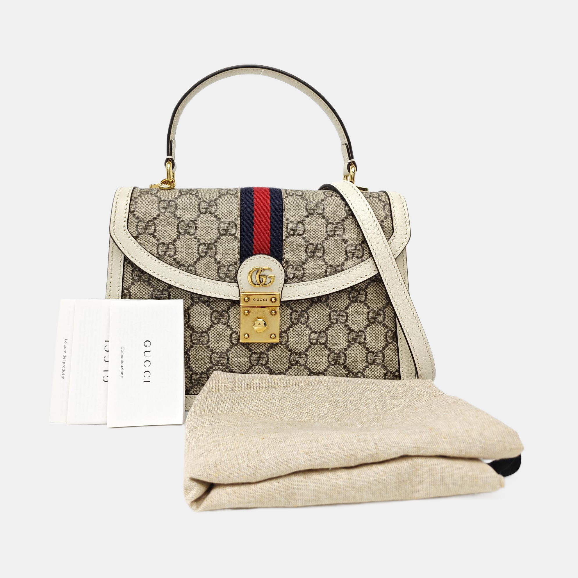 Ophidia Small Monogram Coated Canvas Beige