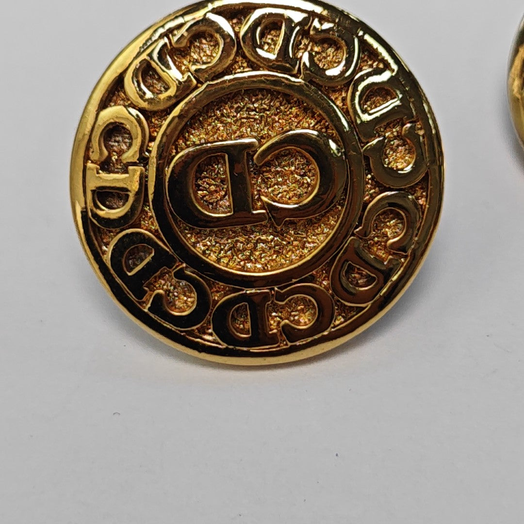 Petit CD Metal Gold Clip On Earrings
