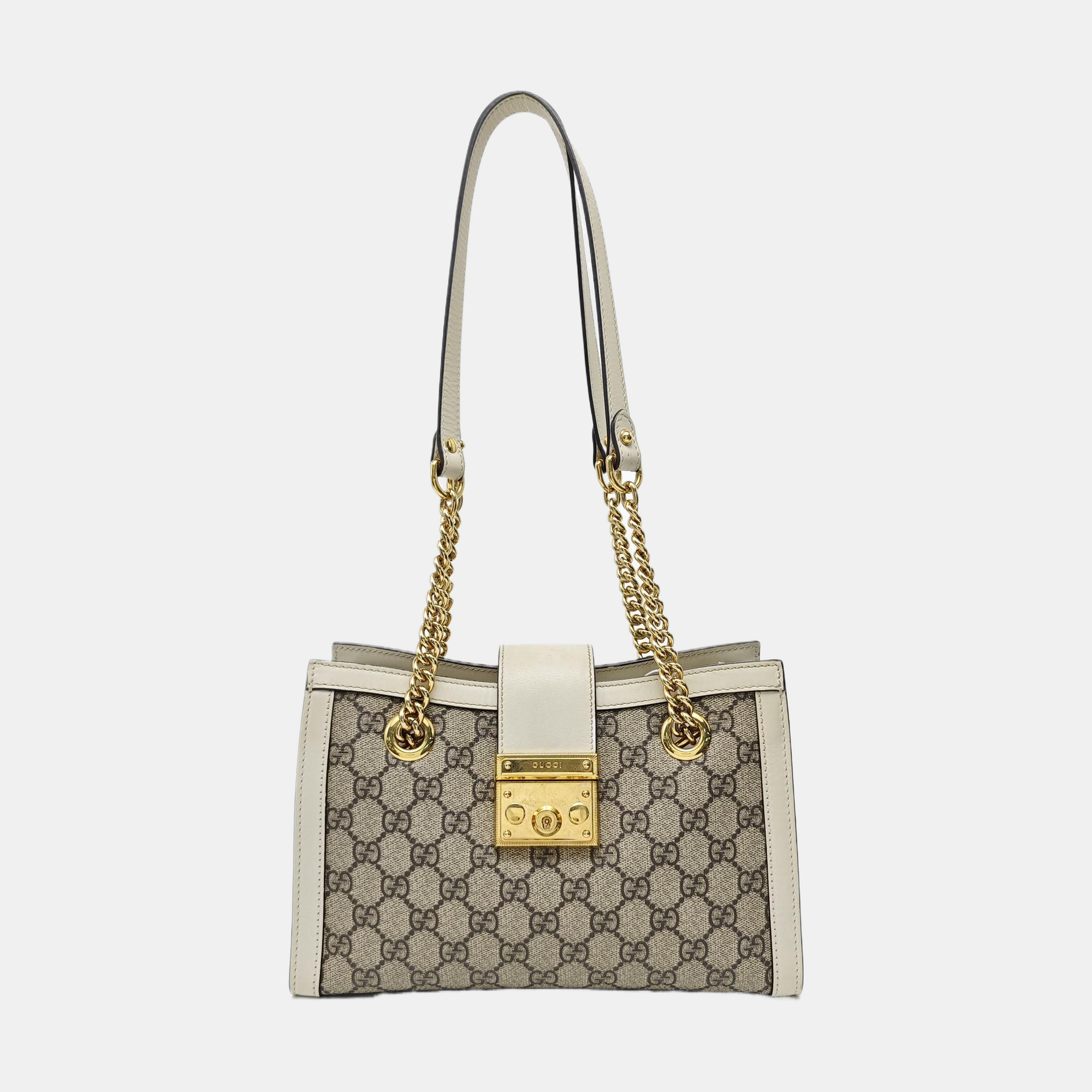 Padlock Small Monogram Coated Canvas Beige