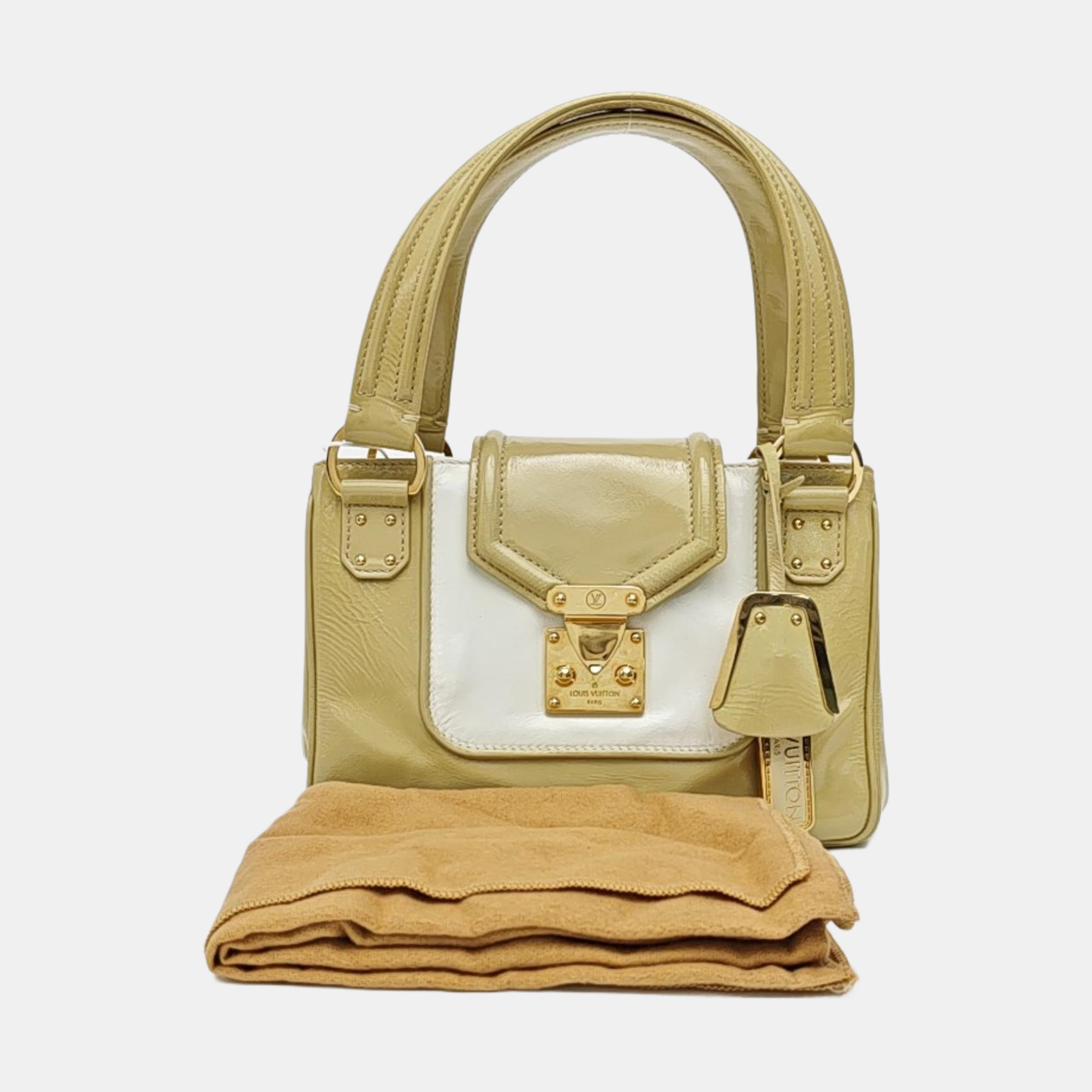 Patent Leather Top Handle Bag Yellow