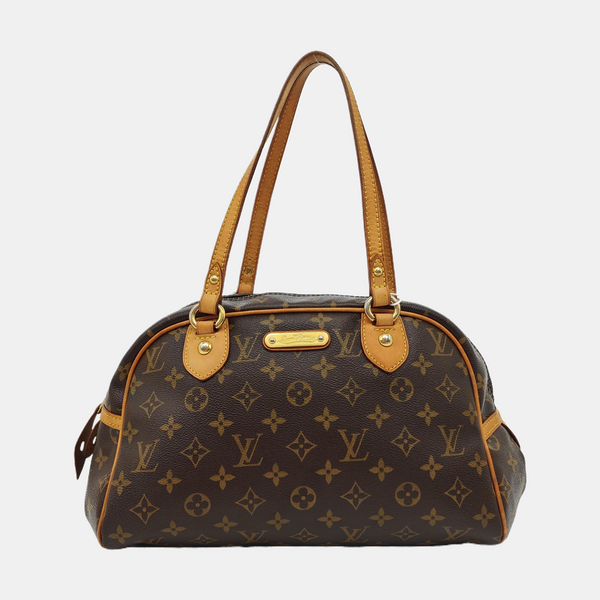 MONTORGUEI PM Monogram Coated Canvas Brown