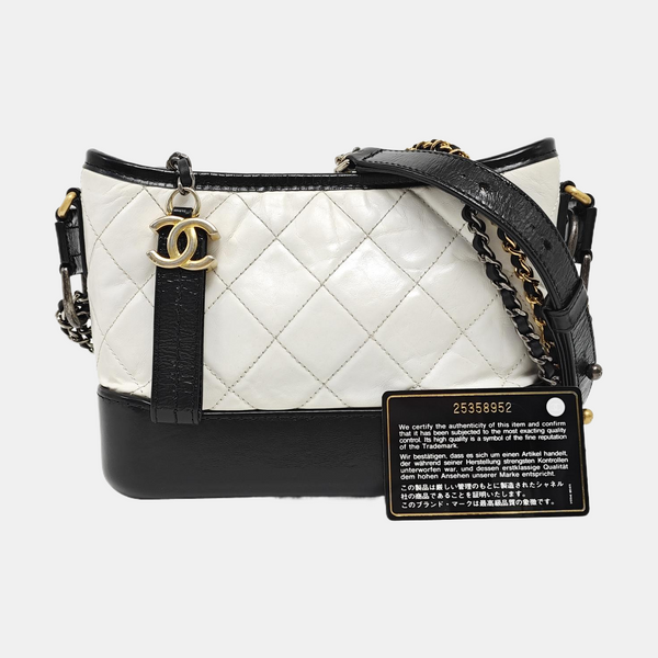 GABRIELLE Small Quilted Calfskin White
