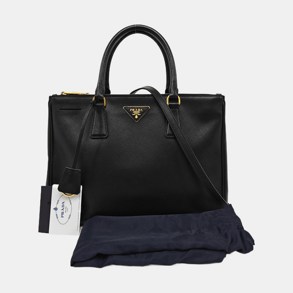 Galleria Large Saffiano Calfskin Black