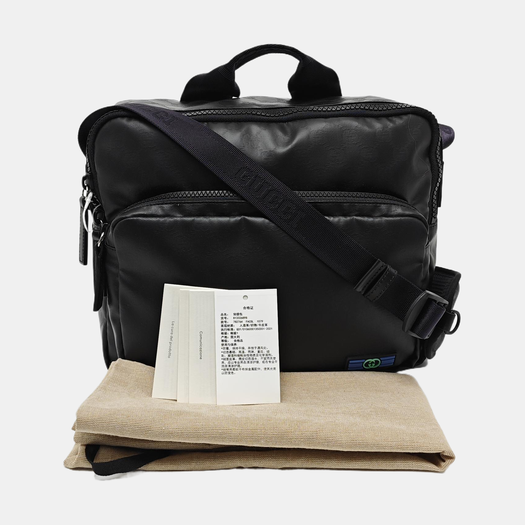 Monogram Coated Canvas Shoulder Bag Black