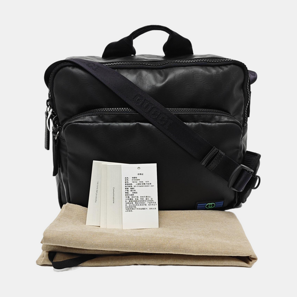 Monogram Coated Canvas Shoulder Bag Black